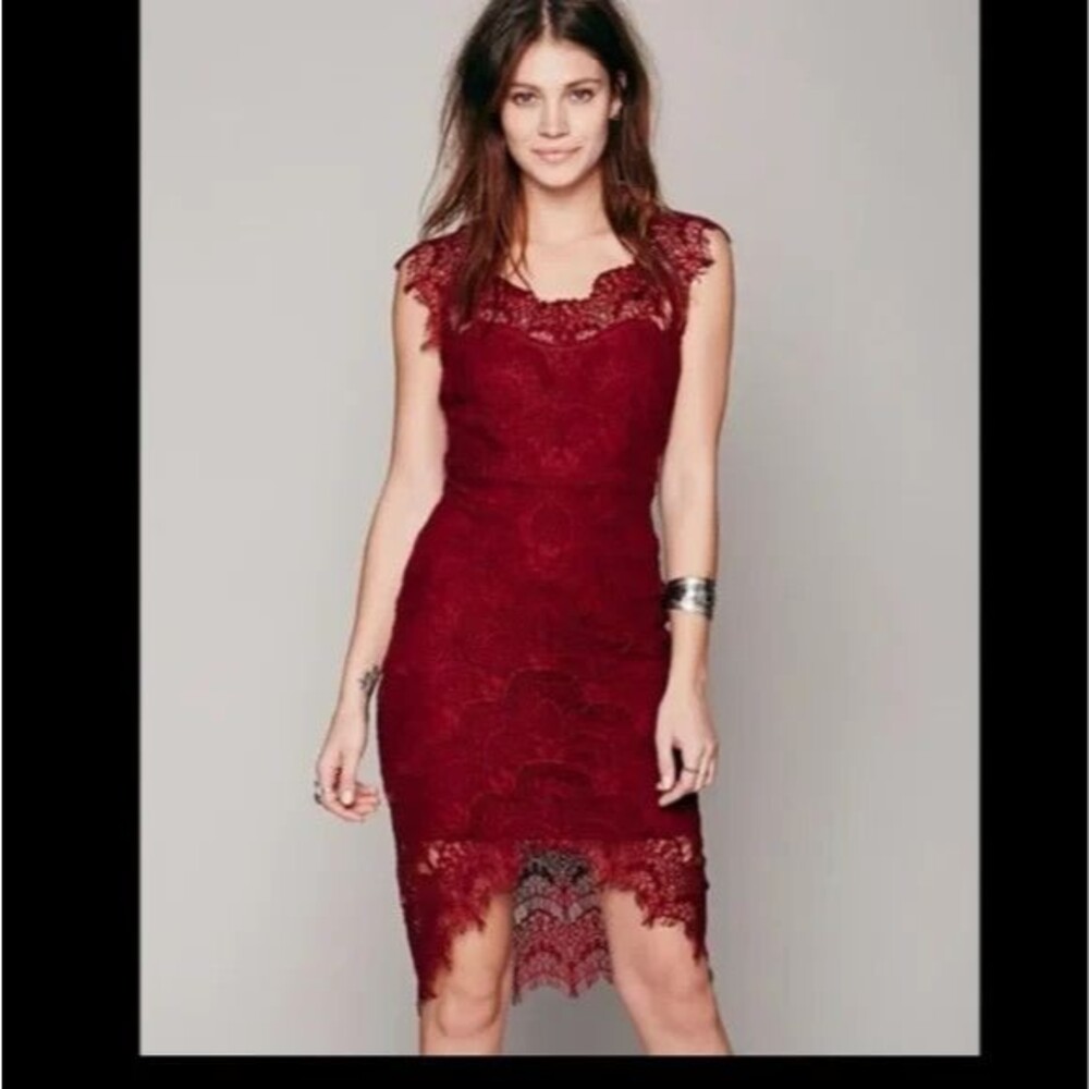 Boho Chic Soft Witchy Free People Peekaboo Lace Slip Dress S